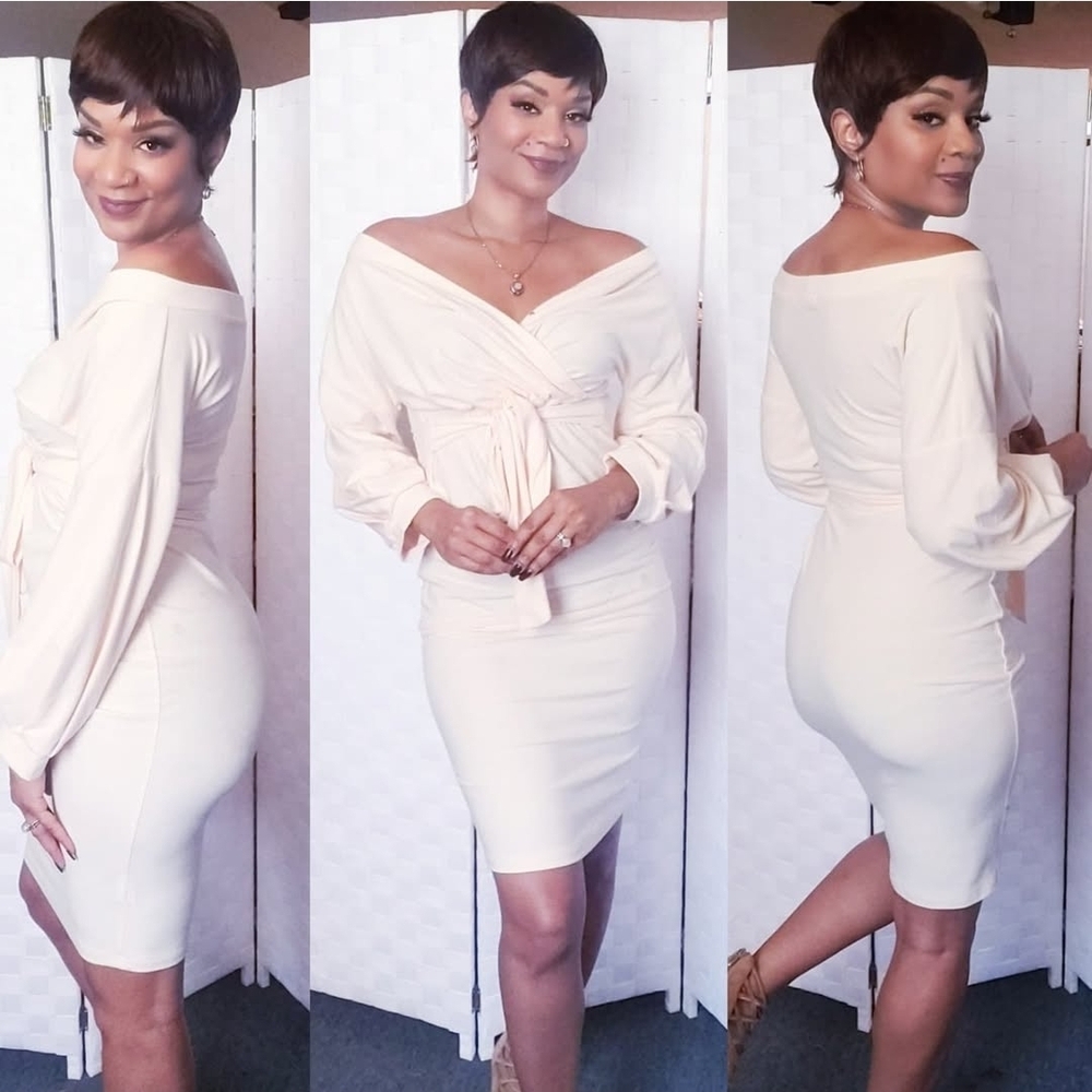 Elegant Cream Off-Shoulder Dress